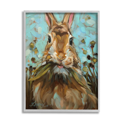 " Wildlife Rabbit Eating Grass " by Andrea Lavery Painting Print