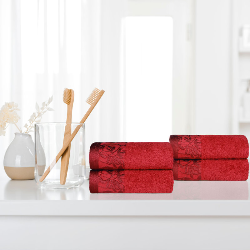 Ensemble de serviettes en coton 4 pièces, Grenat