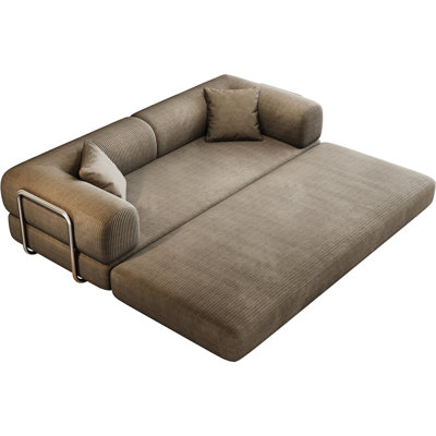 78.8" Compression Modular Sectional Convertible Floor Bed With Pillow Back Support Armrest Comfy Futon In Camel Corduroy For Living Room No Assembly Required Simple And Easy Setup Boneless Apartment
