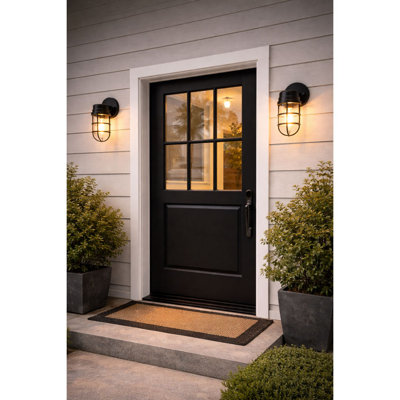 Mayer Maxlite Outdoor Wall Light, Decorative Jelly Jar Style, Black Finish, E26 Base Socket, Exterior Wall Lantern Sconce For Front Door, Garage, Patio And Porch