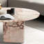 Table basse en marbre rose, véritables tables rondes pour le salon de luxe, 12,6 pouces et 15,8 de hauteur, espace de mobilier unique veiné, attrayant