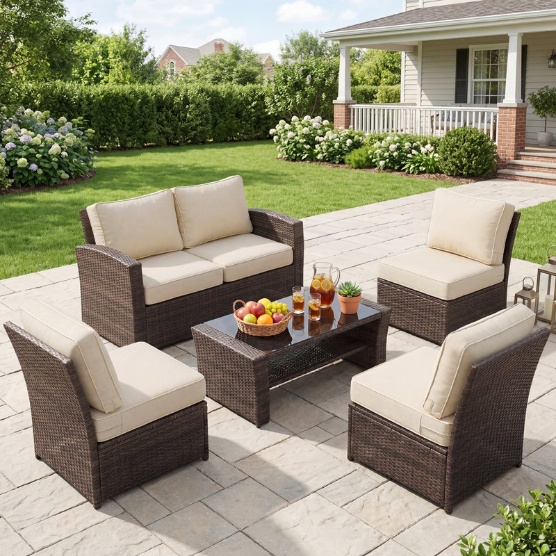 6 Inch Sunbrella Outdoor Chair Seat Back Cushion Set, 25" W x 25" D, Canvas Vellum