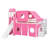 Celestia Castle House Loft Bed With Storage Stairs, Slide and Tent-109025636-109025637