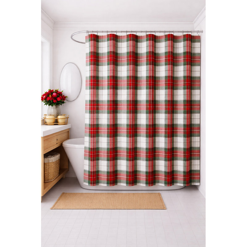 Rideau de douche Classic Holiday - Tissu de salle de bain à carreaux festifs, Carreauté multicolore