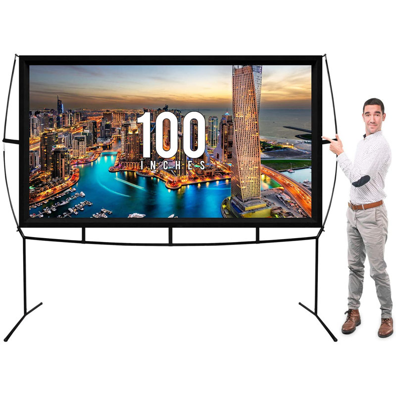 Symple Stuff Portable Projector Screen Projector Screen, 130cm H x 230cm W x 5cm D