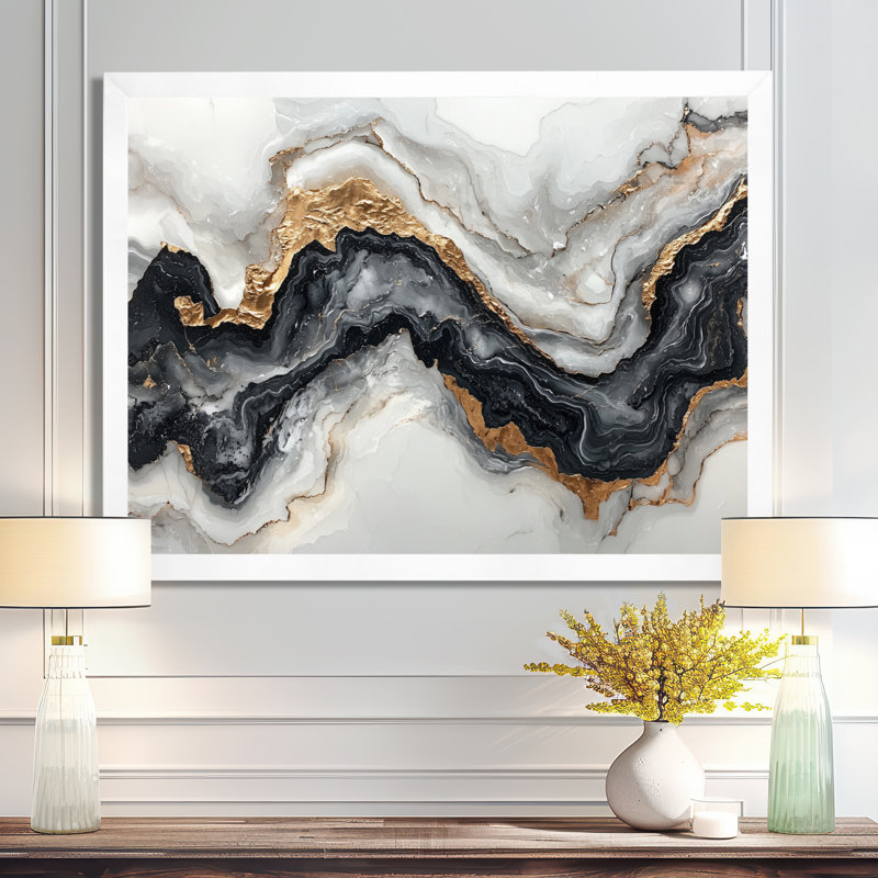 Altom - Abstract Wall Art, H 30 po x l 40 po, Cadre simple, Blanc