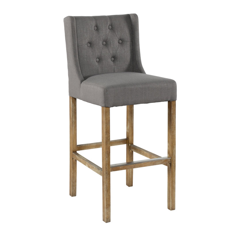Upholstered Bar & Counter Stool, Grey, Bar Stool (30" Seat Height)