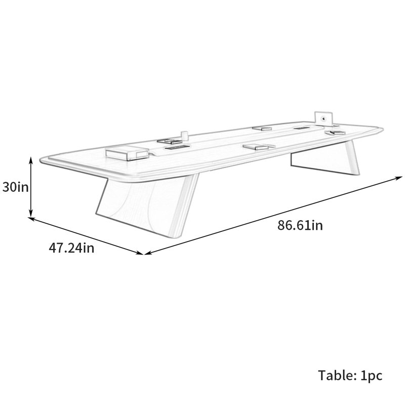 Table de conférence légère et luxueuse, H 30 po x L 86,61 po x l 47,24 po