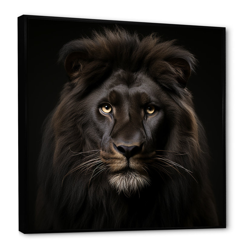 Décoration murale lion de minuit, H 16 po x l 16 po x P 1 po, Cadre flottant noir