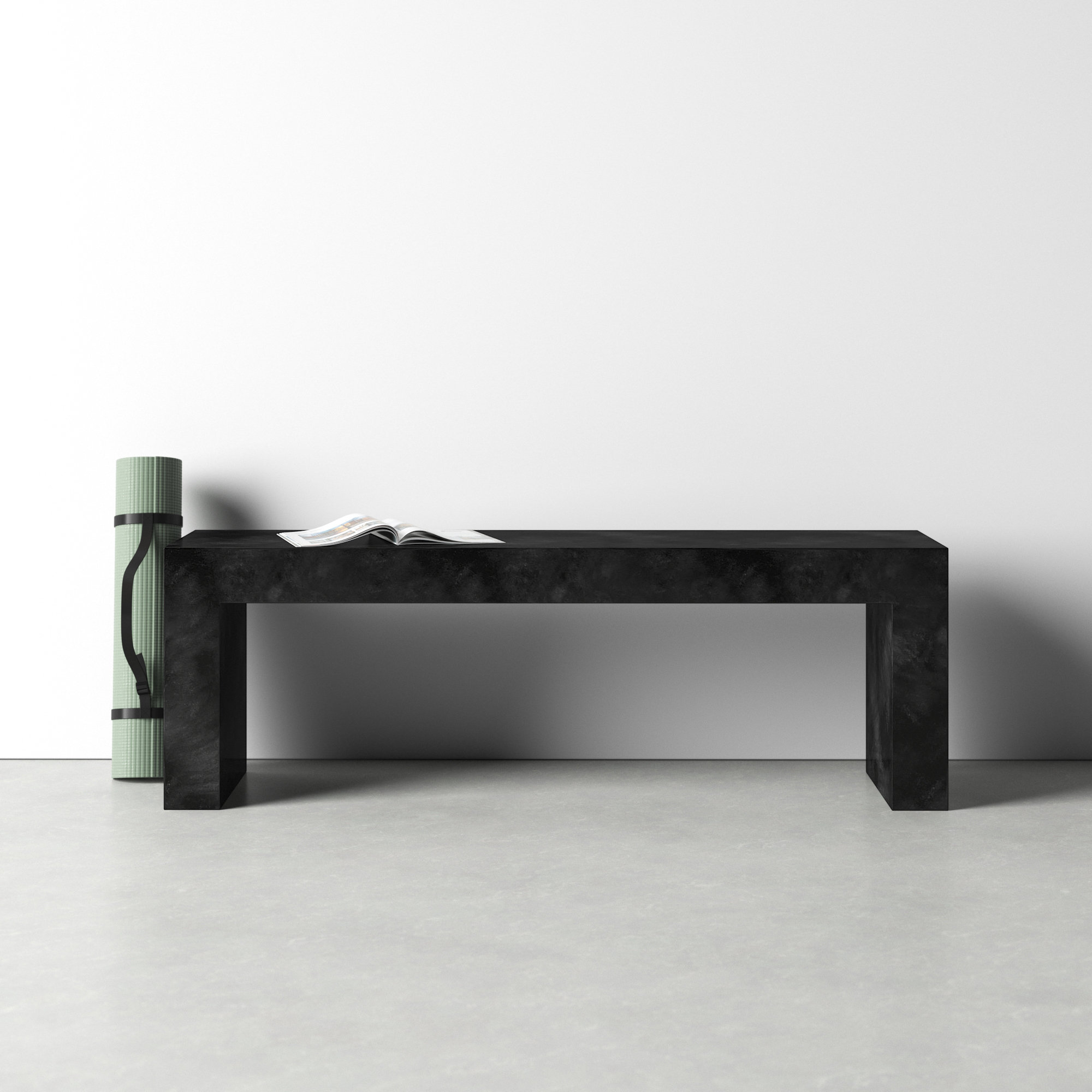 Columbia 55'' Concrete Outdoor Bench, Black