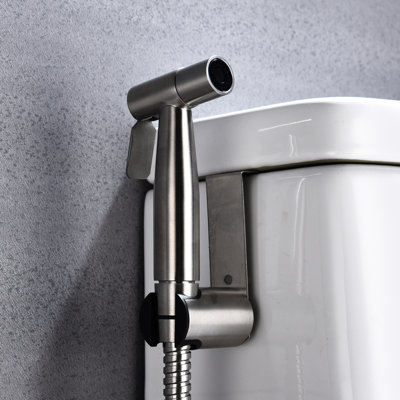 Toilet Handheld Bidet - Hygienic Butt Cleansing Quality Customize Spray Rapid Rust And Corrosion Trait Silver Metal Stick Sanitizing Feature Control Power Quickly Rust Corrosion Attribute Coil