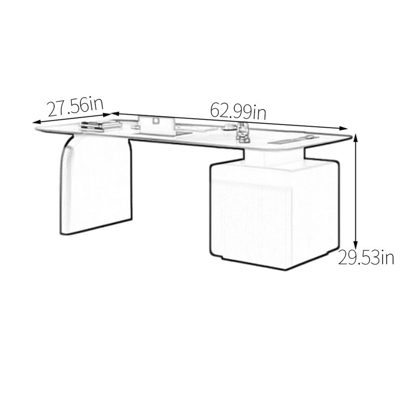 Bureau unique avec surface de travail spacieuse, H 29,53 po x l 62,99 po x P 27,56 po