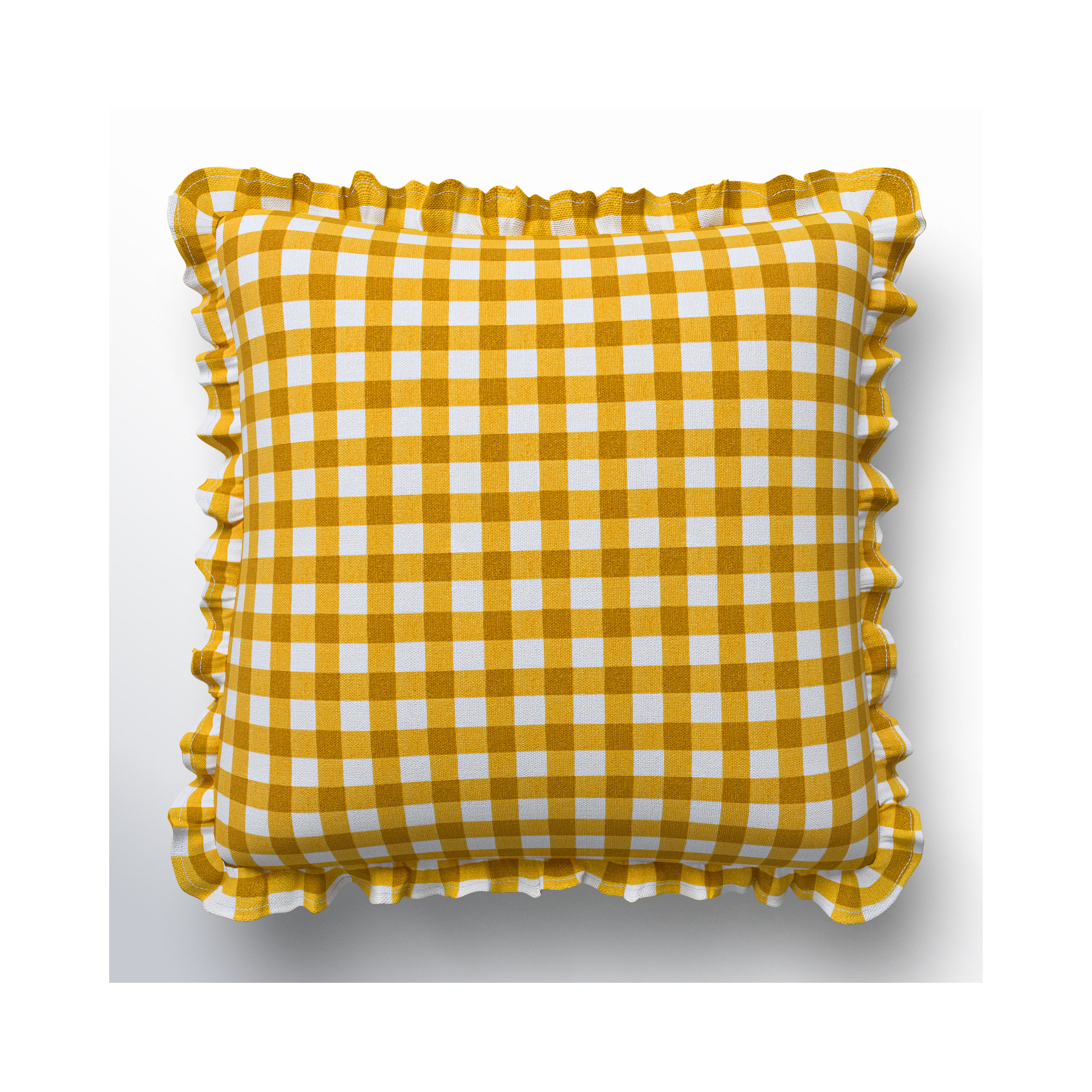 Zeppelin Plaid Cotton Throw Pillow, Down, 22" x 22", Yellow Plaid