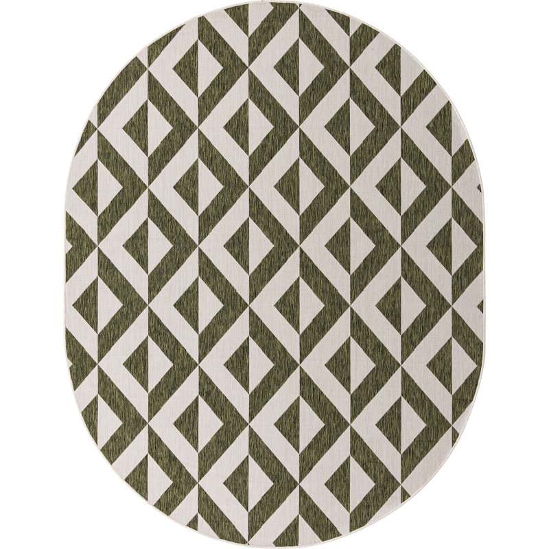 Contemporary Destiny Rug Moss Abstract, Oval 7'10" x 10'