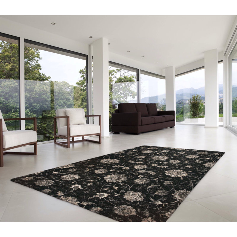 Tapis brun foncé Evlin, Rectangle 6 pi 7 po x 9 pi 6 po