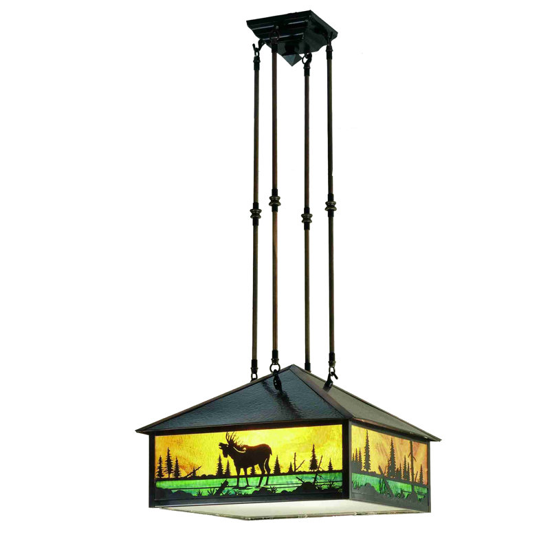 Luminaire suspendu rectangulaire 3 lumières lanternes