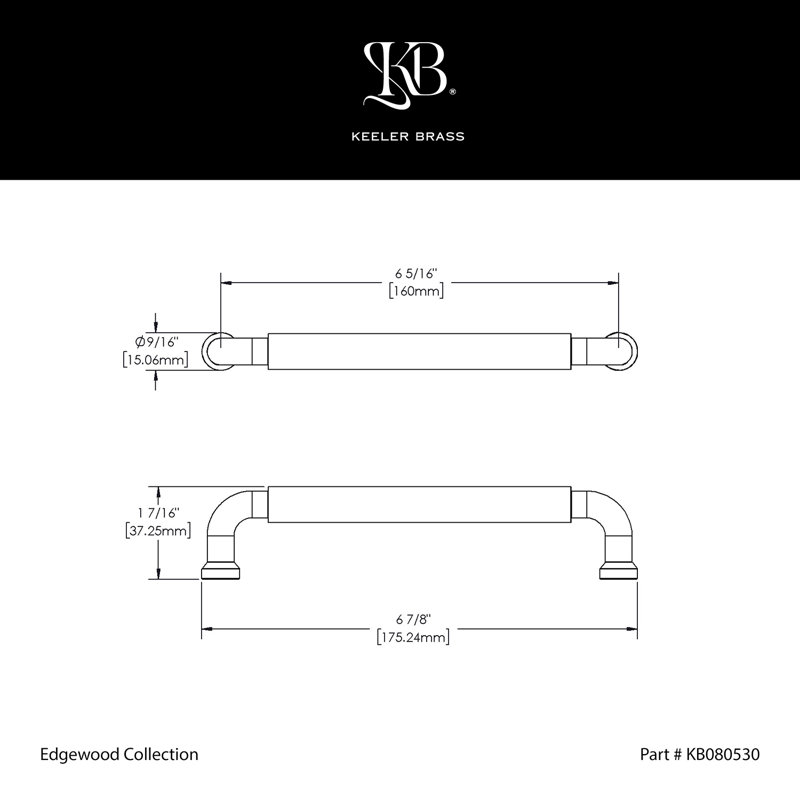 Edgewood Collection Handle Pull - Transitional Hardware for Drawers & Cabinets, Satin Nickel, 6 5/16"