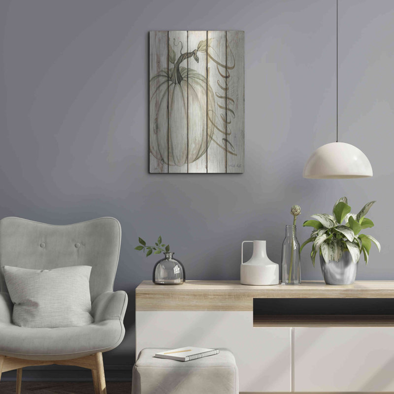 «Blessed Pumpkin on Shiplap» par Cindy Jacobs, art mural en métal, H 24 po x l 16 po