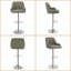 Ensemble de 4 tabourets de bar pivotants réglables en similicuir, hauteur de comptoir rembourrée avec tabouret à haut dossier pour îlot de cuisine, gris-895838045