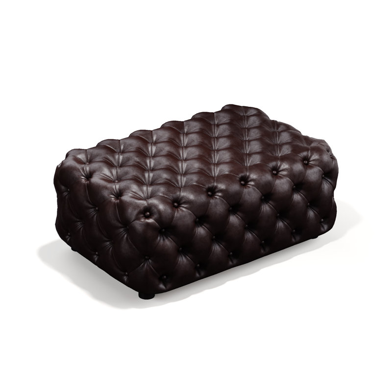 Repose-pieds rembourré en similicuir 38,5 po, Brown