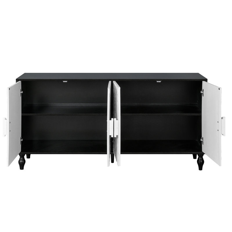 Armoire buffet Tollie, Blanc/Noir, H 32 po x l 62 po x P 15,75 po