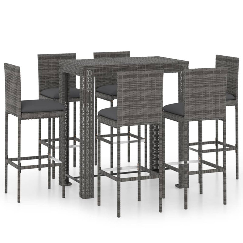 VidaXL Bar Set Metal Frame Material, Gray Frame/Anthracite Cushion