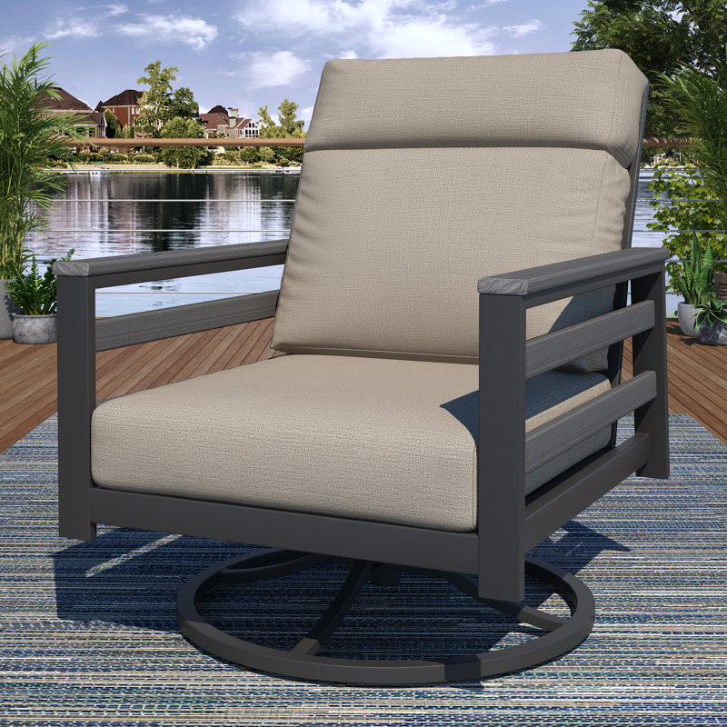 Townsend Metal Outdoor Rocking Chair With Sunbrella Cushion, Gray, Cast Silver, Yes