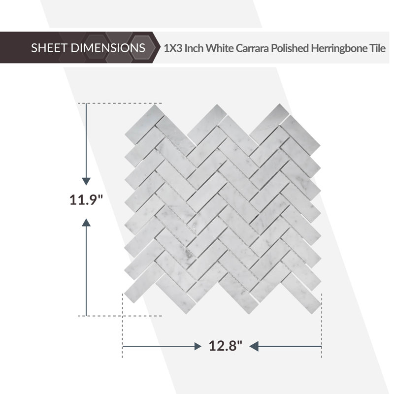 13" x 12" Natural Stone Herringbone Mosaic Wall & Floor Tile