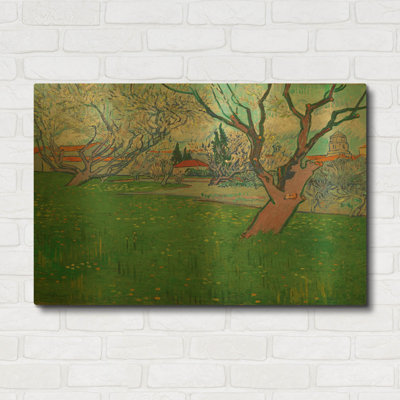 «Orchards in Blossom, View of Arles» par Vincent Van Gogh, art mural en métal doré, 36 po x 24 po