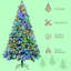 Arbre de Noël artificiel enneigé 7,5 pi avec branches givrées et lumières DEL écoénergétiques, avec base en acier robuste pour une décoration intérieure des Fêtes-1540018393
