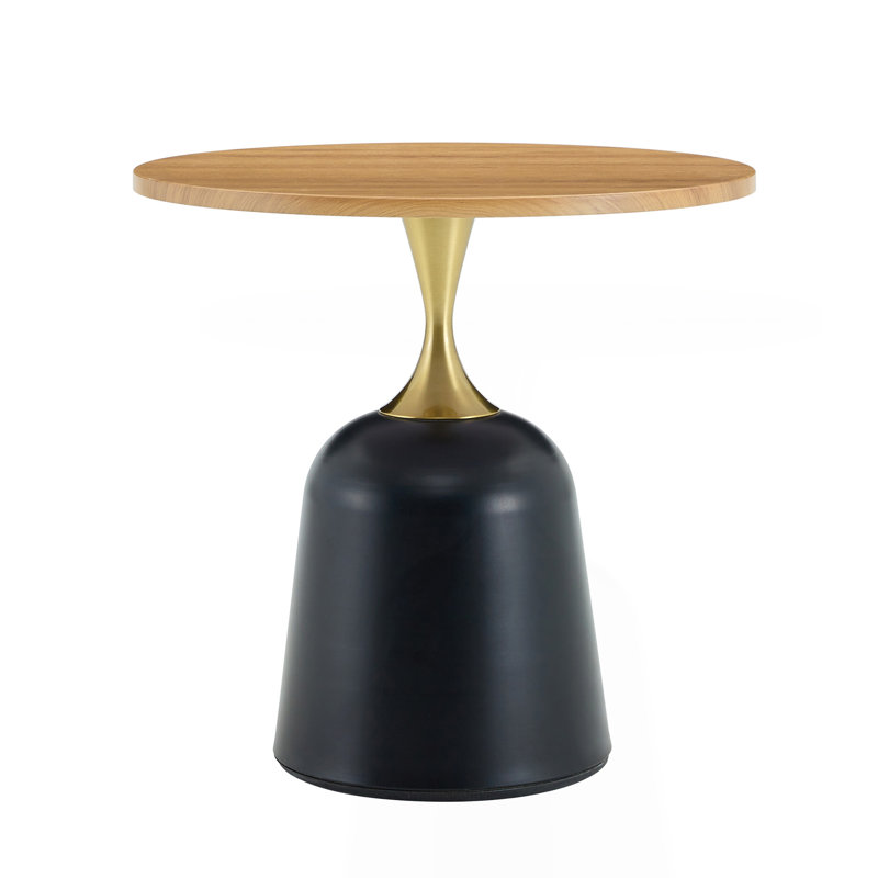 Table basse de 23,6 pouces avec table d'appoint circulaire, table de salon à base en métal, décoration moderne simple en grain de bois, bureau avec tête de lit à canapé circulaire unique.
