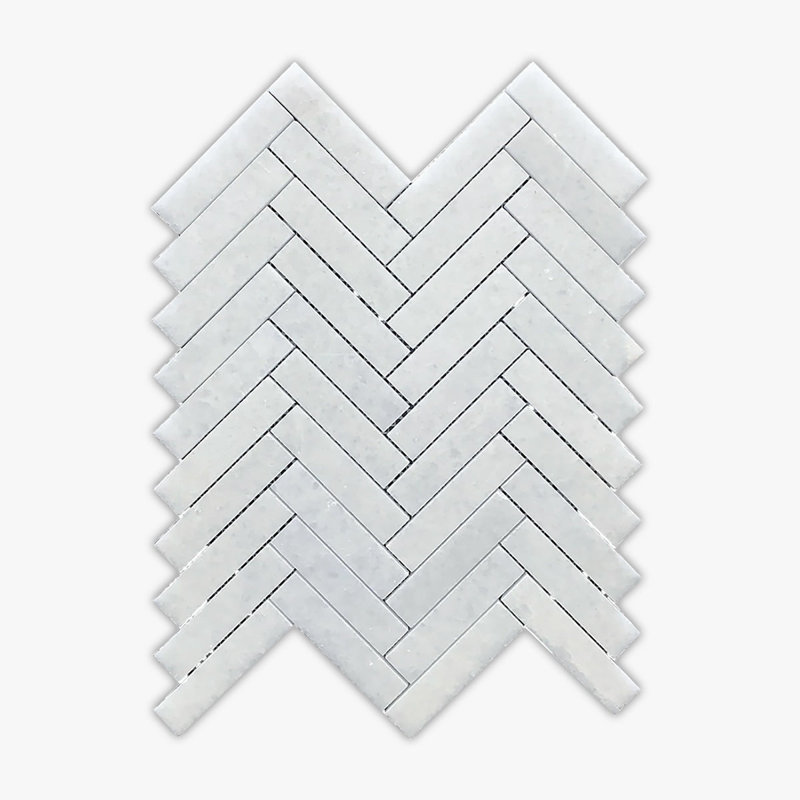 W x L Marble Tile Mosaic Sheet, Snow White Honed