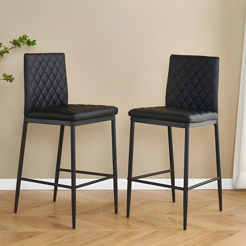 Upholstered Counter Stool with Metal Frame