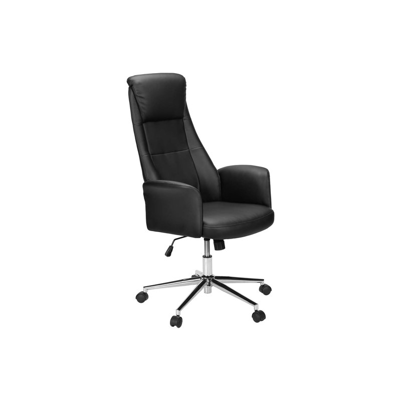 Ergonomic Adjustable Height Swivel Office Chair With Armrests And Black Leather Look, Perfect For Modern Workspaces