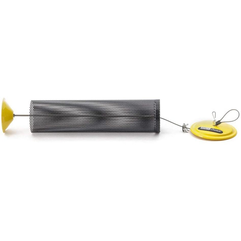 Birds Choice 12" Magnet Mesh Clever Clean Nyjer Tube Feeder with Hanging Cable, Yellow