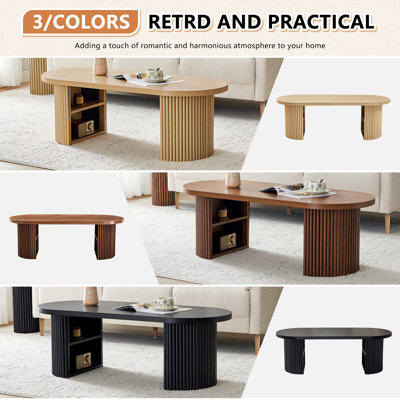 Table basse ovale avec rangement 47,24 po