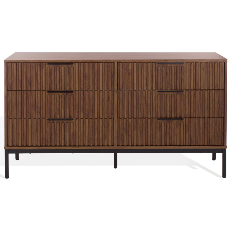 Commode 6 tiroirs Burgess, Noyer / noir