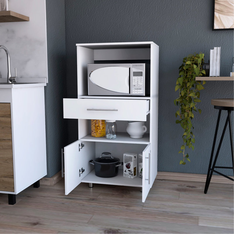 Armoire-penderie gracieuse blanche pour micro-ondes avec tiroir et rangement