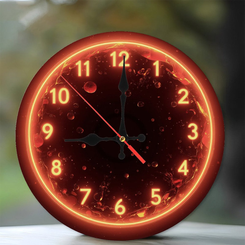Horloge lumineuse sur fond ardent