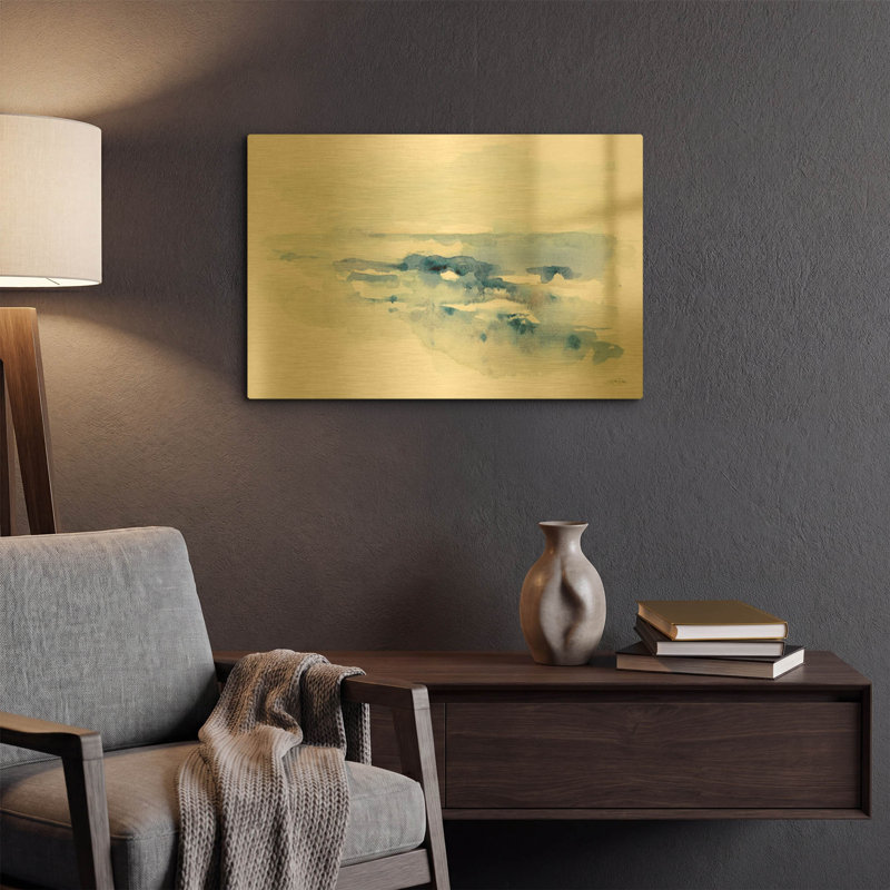 «Shoreline Blues II» par Katrina Pete, art mural en métal doré, 24 po x 16 po, 24 po x 16 po