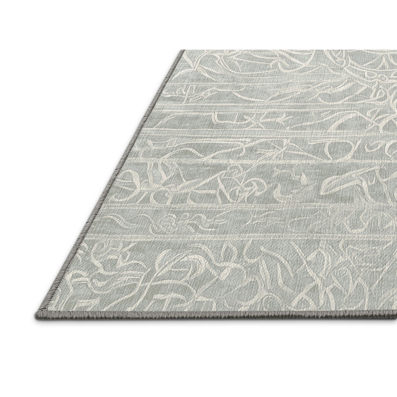 Machine Washable Gray Area Rug, Rectangle 2' x 3'