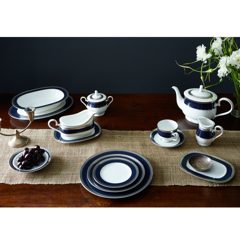 Noritake Odessa Cobalt Saucers, 6", Gold