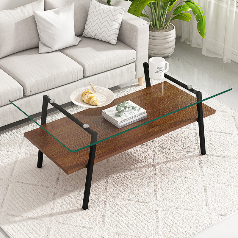 Table basse et tables de bout, ensemble de 3, table en verre trempé avec panneau de fibres à densité moyenne, tables modernes pour le salon
