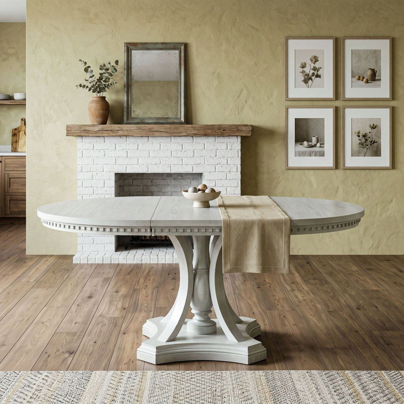 Ensemble de table de salle à manger ronde extensible rétro en chêne avec quatre fauteuils rembourrés, Antique Grey