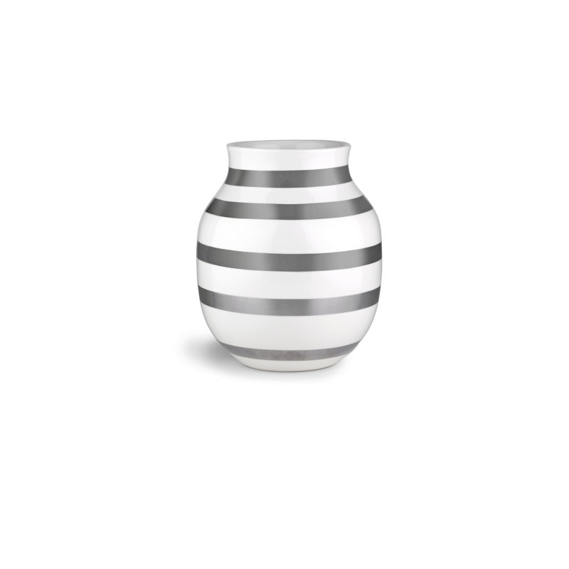Omaggio Ceramic Table Vase, Silver/White