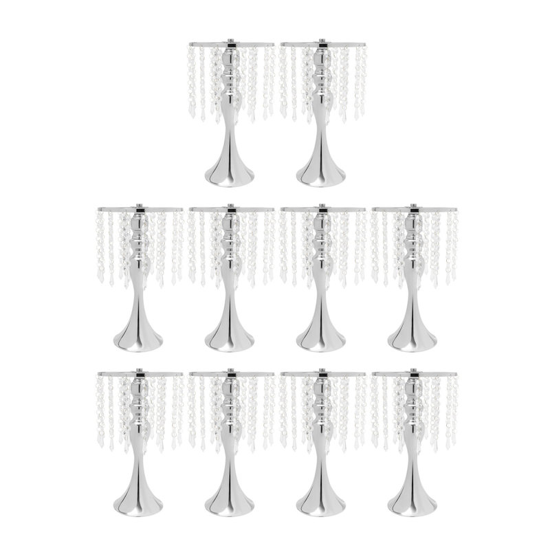 Centres de table de mariage à support floral Tec Pura, H 13,8 po x l 7,9 po x P 7,9 po, Argent