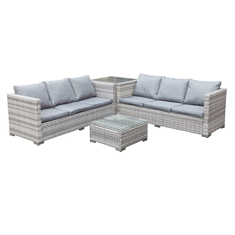 Malta Rattan 6 Seat Corner Set in Dove Grey