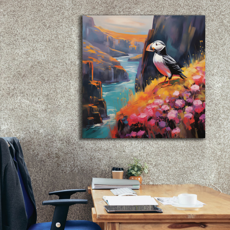Art mural sur toile 26 po x 26 po «Puffins 2» par r3darch0n de Bay Isle Home ™, H 37 po x l 37 po x P 1,5 po