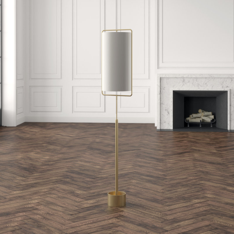 70" Column Floor Lamp, Natural Brass