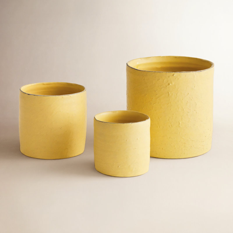  Ensemble de cache-pots en céramique 3 pièces Studio, Jaune